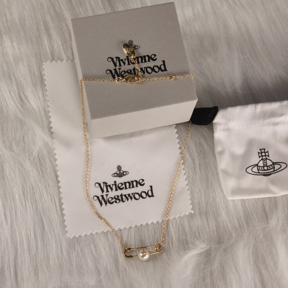 Vivienne Westwood Gold Safety Pin Necklace